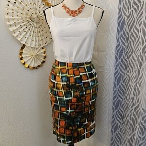 Layfayette 148 | Geometric Pattern Knee-Length Pencil Skirt | Size 6